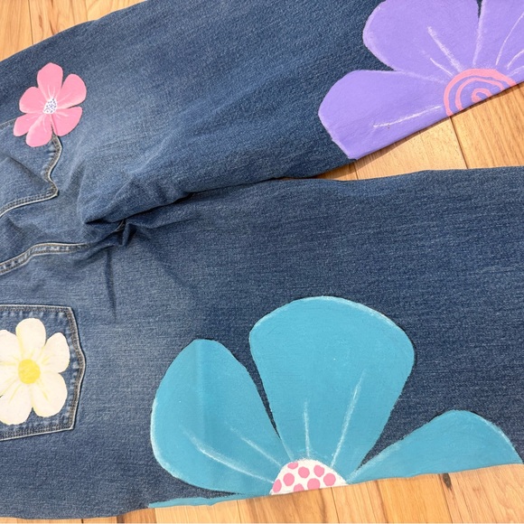 Hand Painted Floral Denim Overalls | Universal Thread - Picture 5 of 5